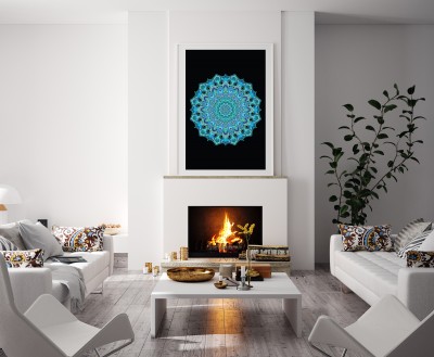 Błękitna laguna na czarnym tle