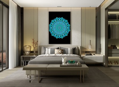 Błękitna laguna na czarnym tle