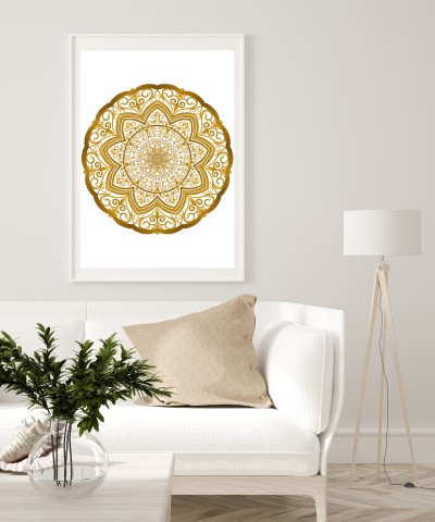 Złoty ornament na białym tle