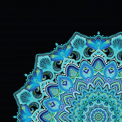 Błękitna laguna na czarnym tle